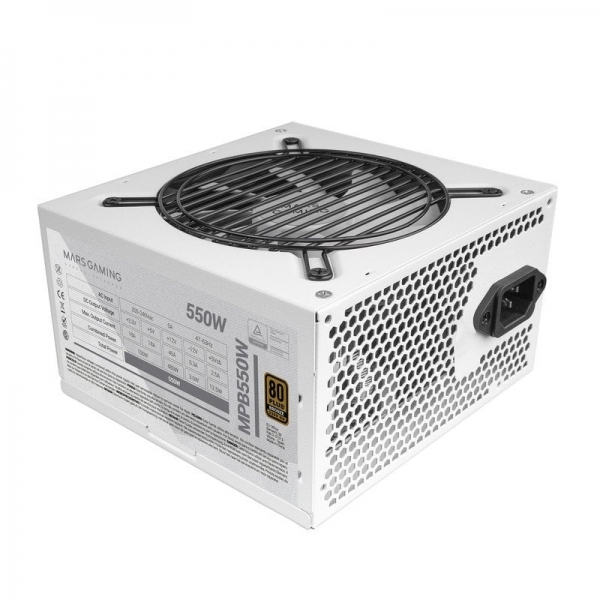 Alimentation Mars Gaming MPB550 - 550 W - Efficacité 90 % - Certifié 80PLUS Bronze - Technologie AI-RPM silencieuse - Câbles plats extra longs - Couleur blanche