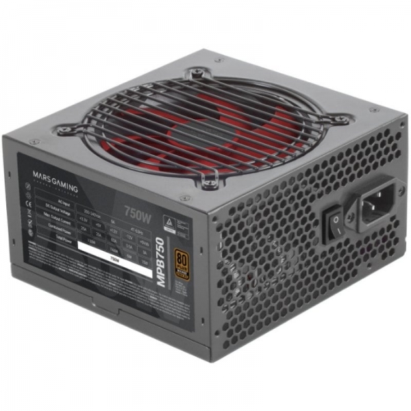 Alimentation Mars Gaming MPB750 ATX - 750 W - 80Plus Bronze - 90 % d'efficacité - Ventilateur FDB 120 mm - Câbles plats extra larges - Protection avancée - Couleur noire