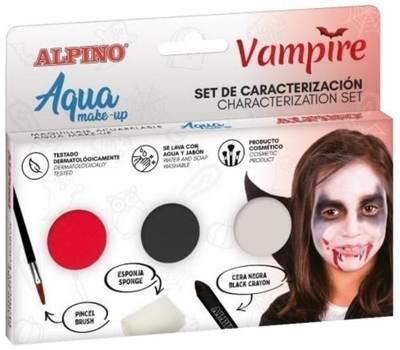 Alpino Aqua Make Up Vampire Caractérisation Set - 3 Compacts + Cire Noire + Pinceau + Éponge