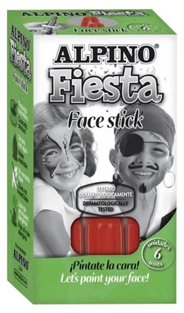 Alpino Fiesta Face Stick Pack avec 6 bâtons de peinture pour le visage - Système rétractable rotatif - Se lave à l'eau - Testé dermatologiquement - Couleur rouge