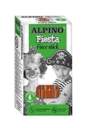 Alpino Fiesta Face Stick Pack avec 6 bâtons de peinture pour le visage - Système rétractable rotatif - Se lave à l'eau - Testé dermatologiquement - Couleur marron