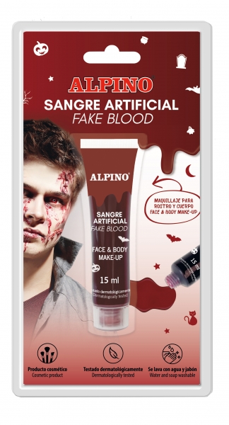 Alpino Flacon de Sang Artificiel 15 ml - Texture Viscose - Couleur Réaliste - Testé Dermatologiquement - Se Lave à l'Eau et au Savon