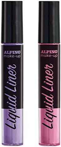 Alpino Make-up Liquid Liner Pack avec 2 Flacons de Maquillage Liquide avec Applicateur - Se Lave à l'Eau - Testé Dermatologiquement - Coloris Rose et Lilas