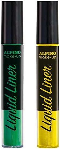 Alpino Make-up Liquid Liner Pack avec 2 Flacons de Maquillage Liquide avec Applicateur - Se Lave à l'Eau - Testé Dermatologiquement - Coloris Jaune et Vert