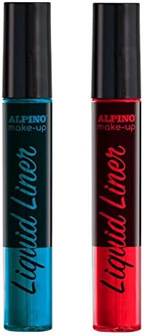 Alpino Make-up Liquid Liner Pack avec 2 flacons de maquillage liquide avec applicateur - Se lave à l'eau - Testé dermatologiquement - Couleurs bleu et rouge