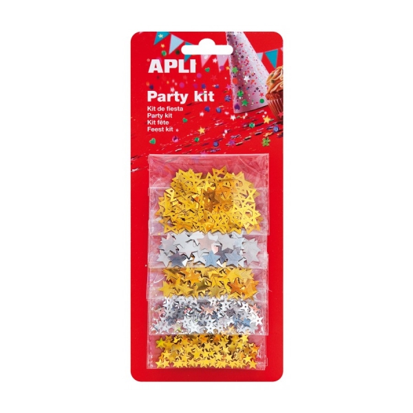 Apli Assortiment de Confettis Étoiles - Idéal pour les Fêtes, Mariages, Célébrations d'Enfants, Artisanat et Carnaval - Couleur Or et Argent