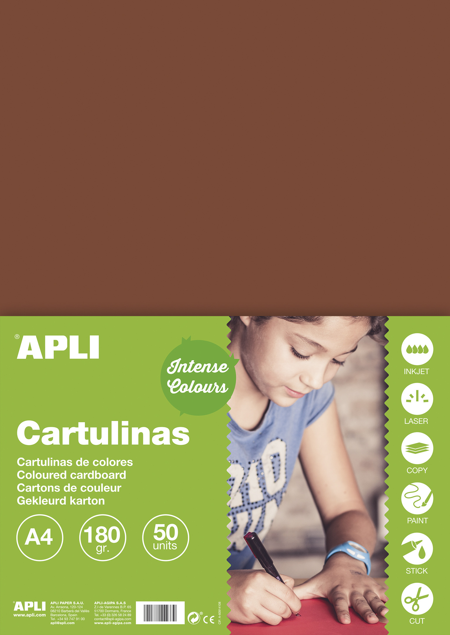 Apli Carton Brun A4 170g 50 Feuilles