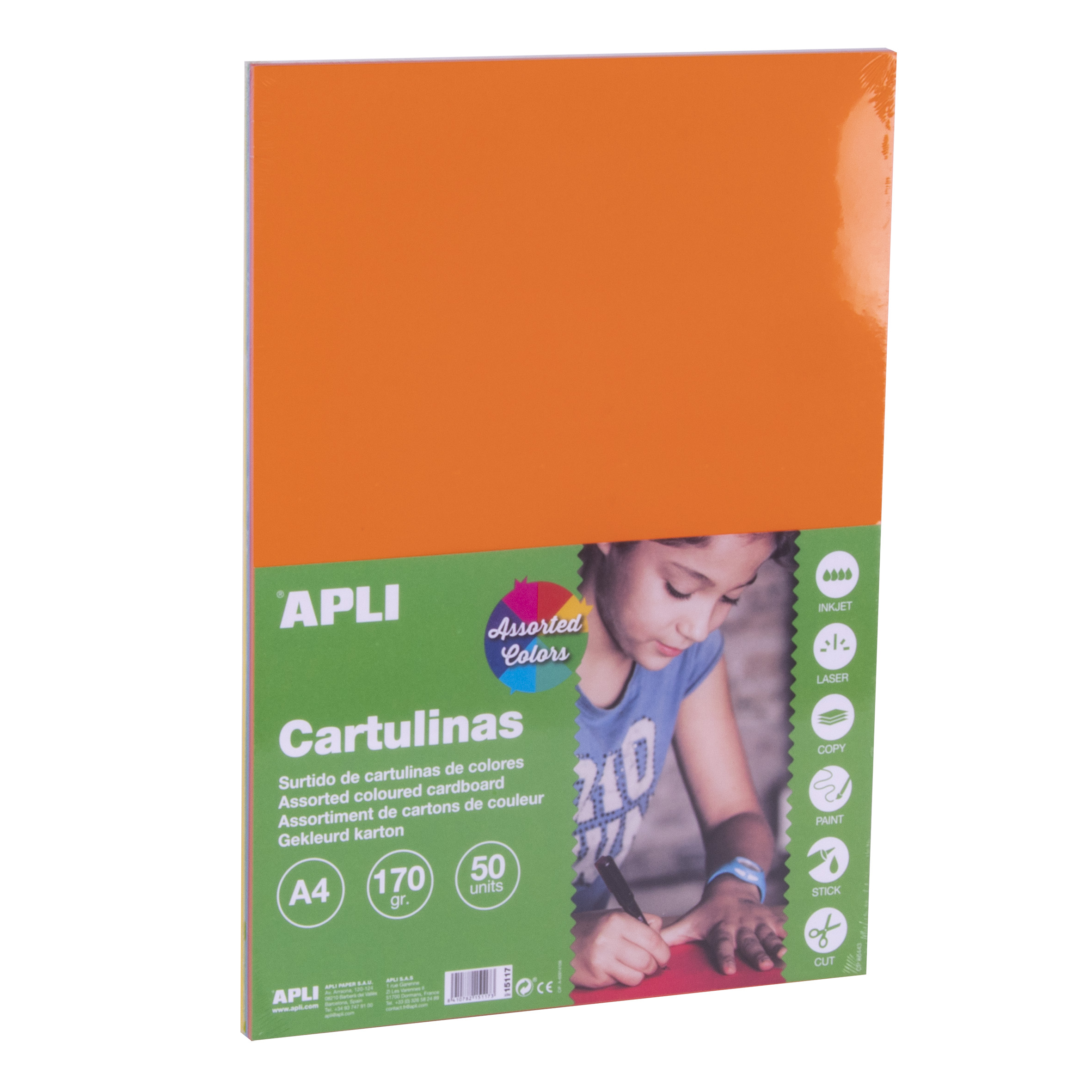 Apli Carton Intense Assortiment A4 170g 50 Feuilles