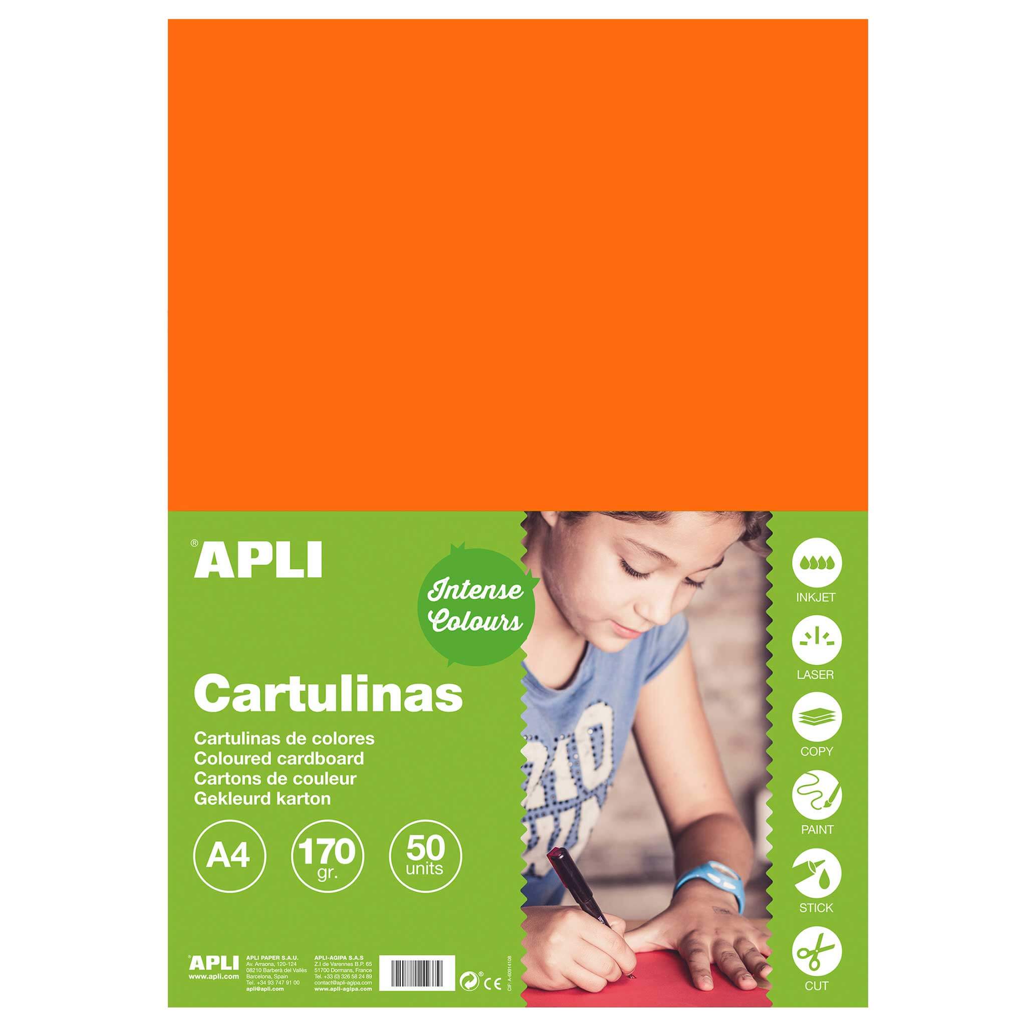 Apli Carton Orange A4 170g 50 Feuilles