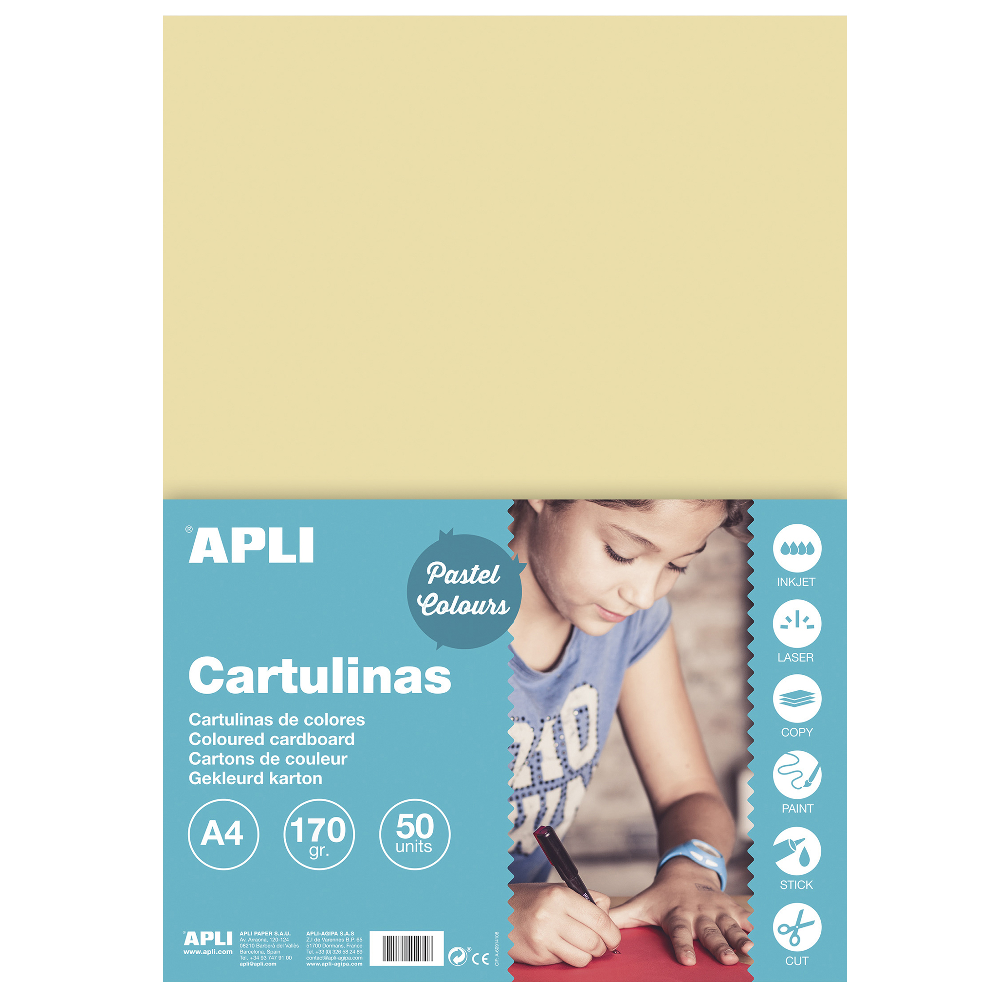 Apli Crème Carton A4 170g 50 Feuilles