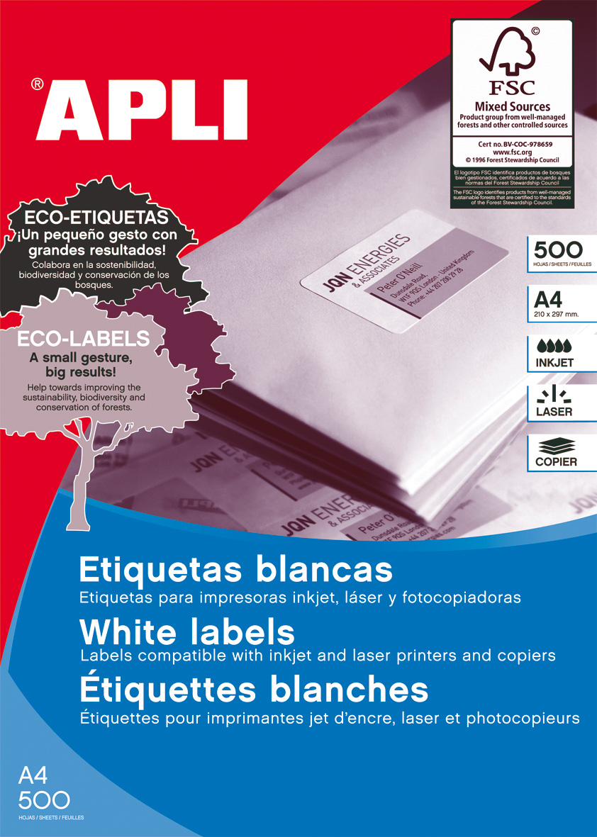 Apli étiquettes blanches permanentes 105,0 x 29,0 mm 500 feuilles