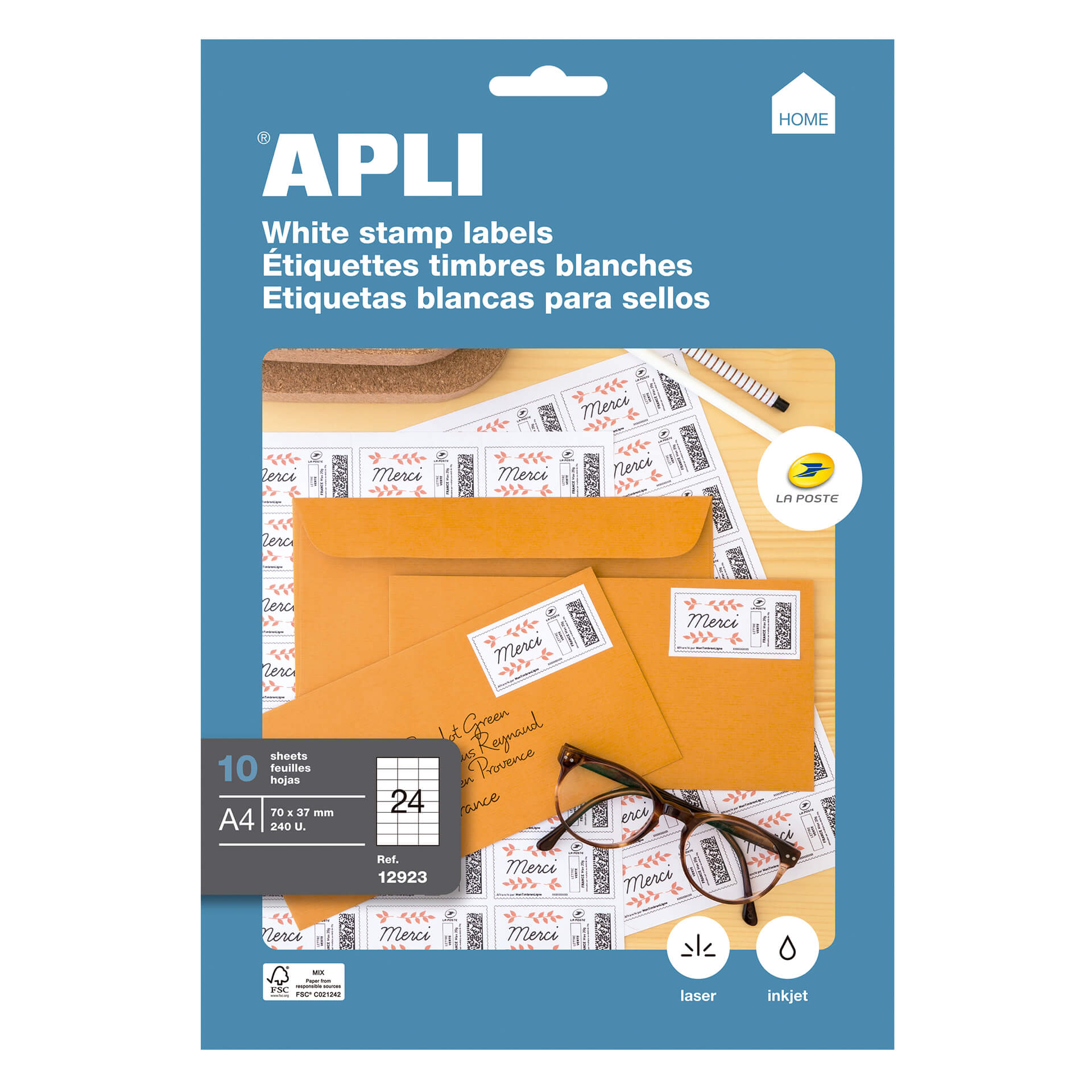 Apli Étiquettes Blanches Permanentes 70,0 x 37,0 mm 10 Feuilles