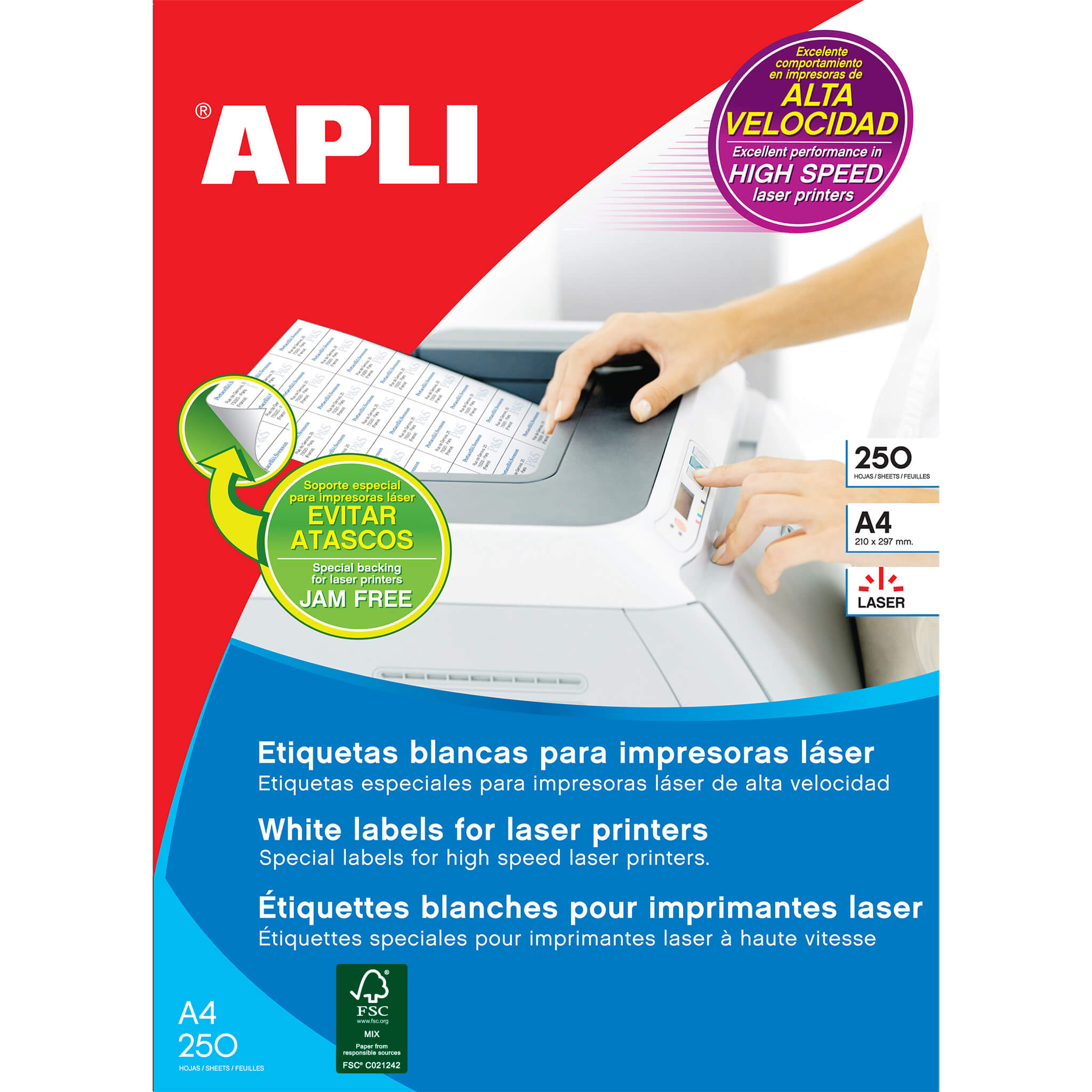 Apli étiquettes blanches permanentes pour laser 105,0 x 37,0 mm 250 feuilles