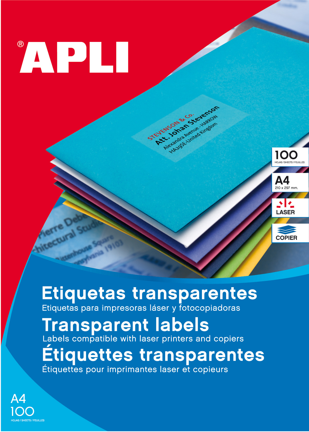 Apli Étiquettes translucides résistantes aux intempéries 48,5 x 25,4 mm 20 feuilles