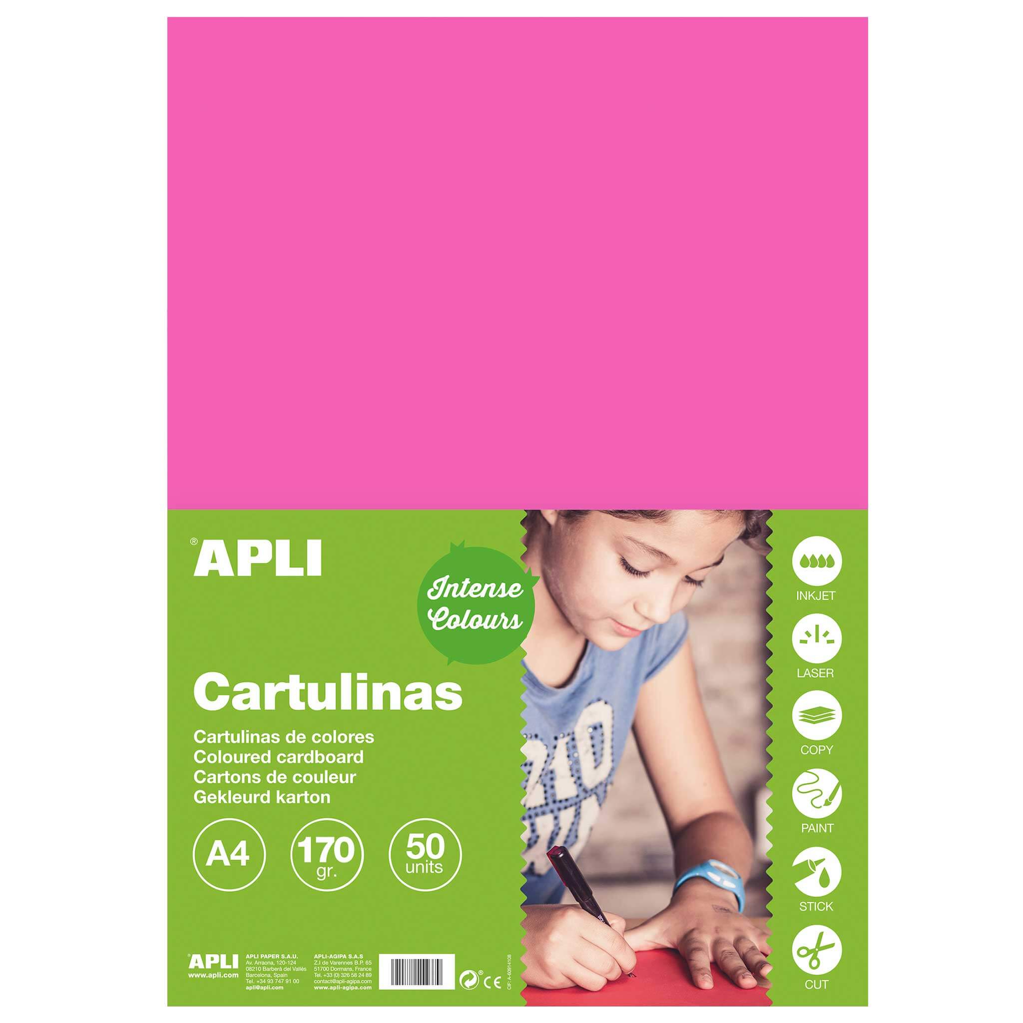 Apli Fuchsia Carton A4 170g 50 Feuilles