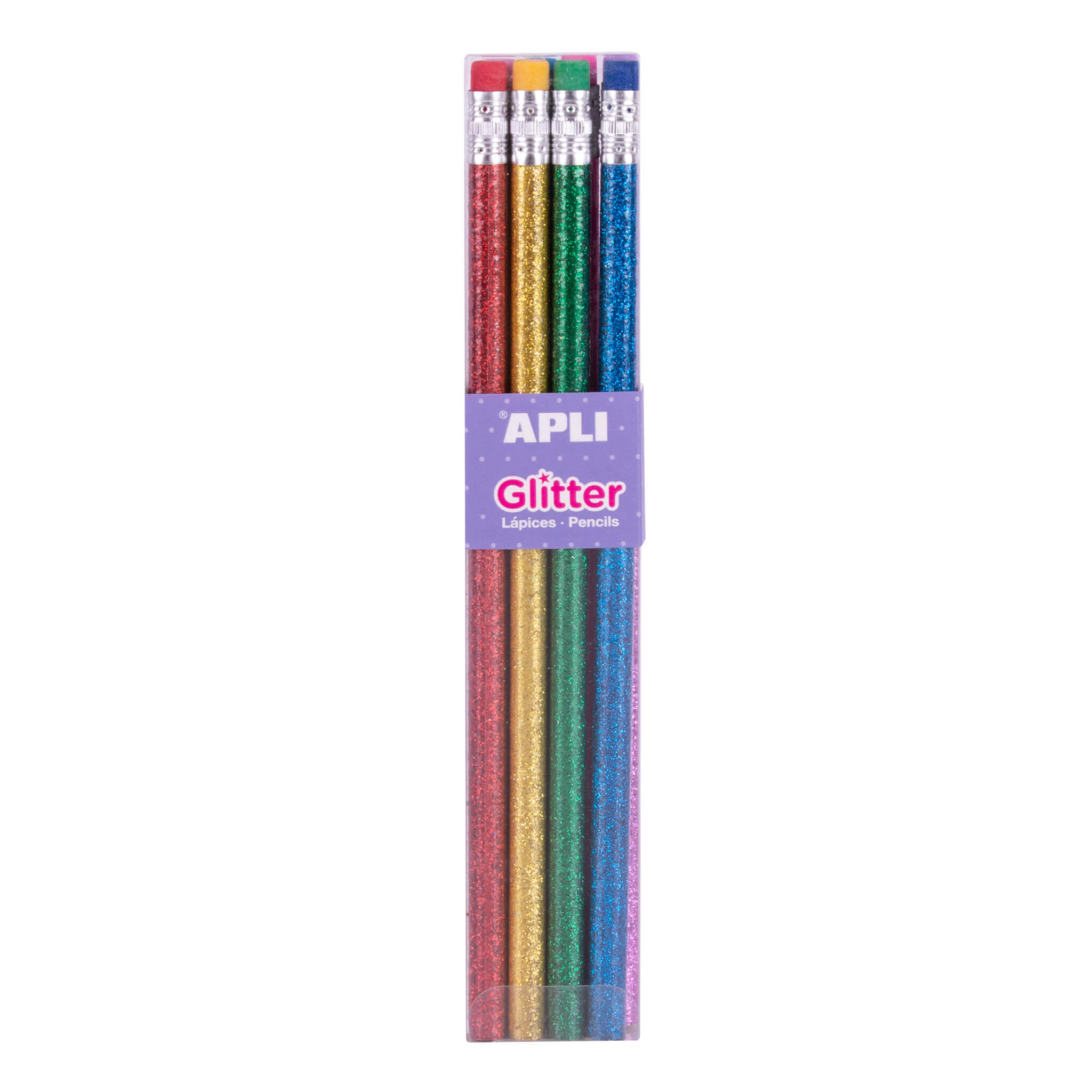 Apli Glitter Lot de 96 Crayons HB Pailletés