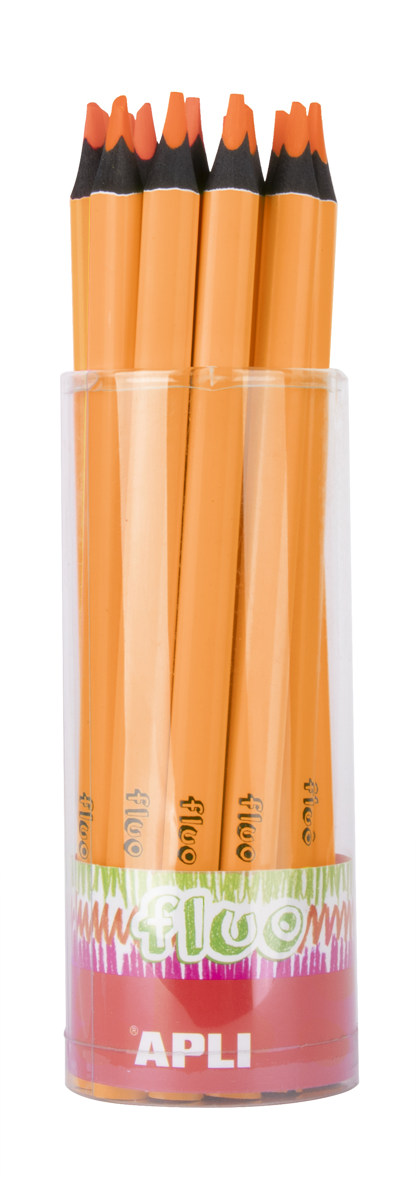 Apli Jumbo Fluor Orange Pencils - 5mm Triangular - Meilleure tenue et couverture - Paquet de 18 unités - Format d'affichage