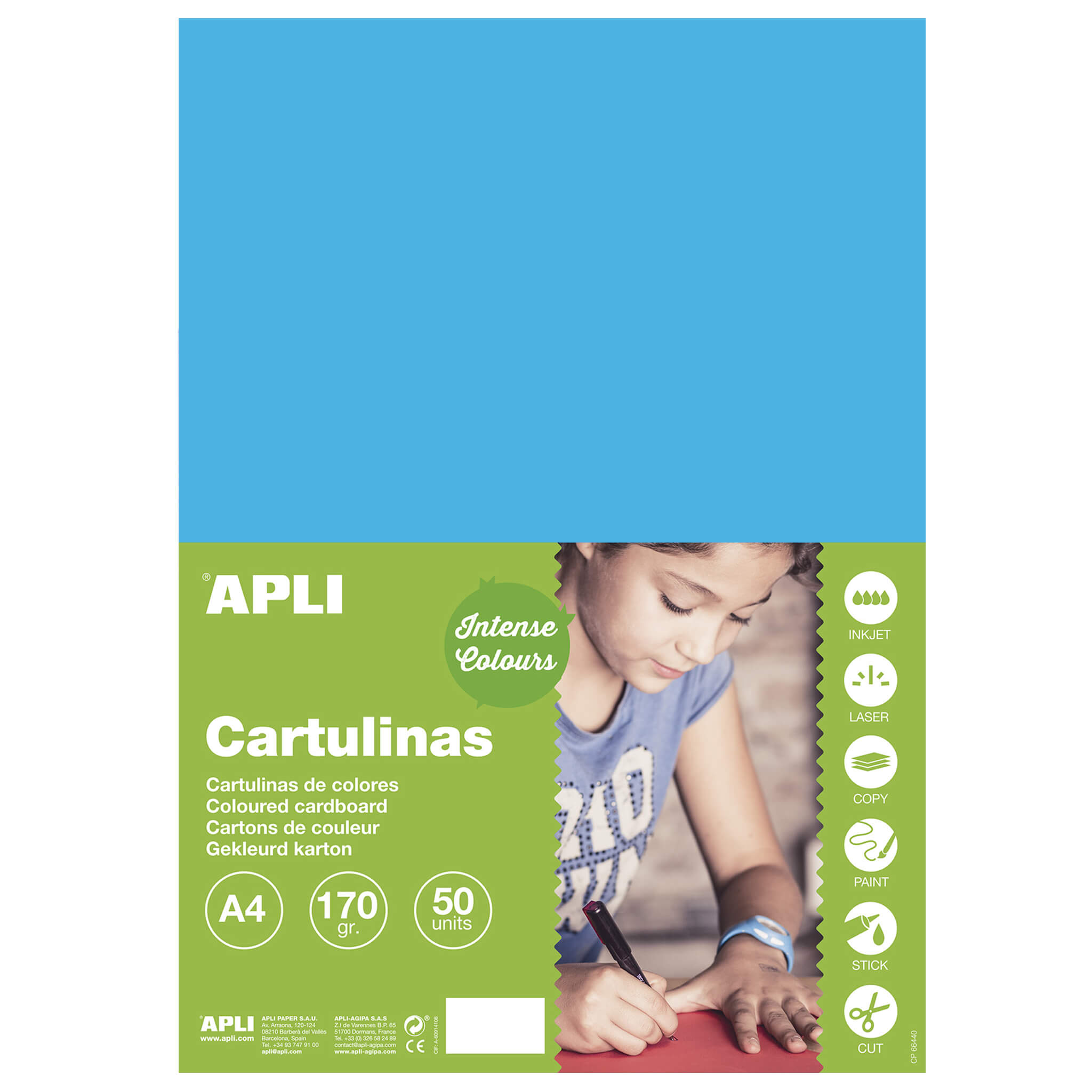 Apli Medium Bleu Carton A4 170g 50 Feuilles