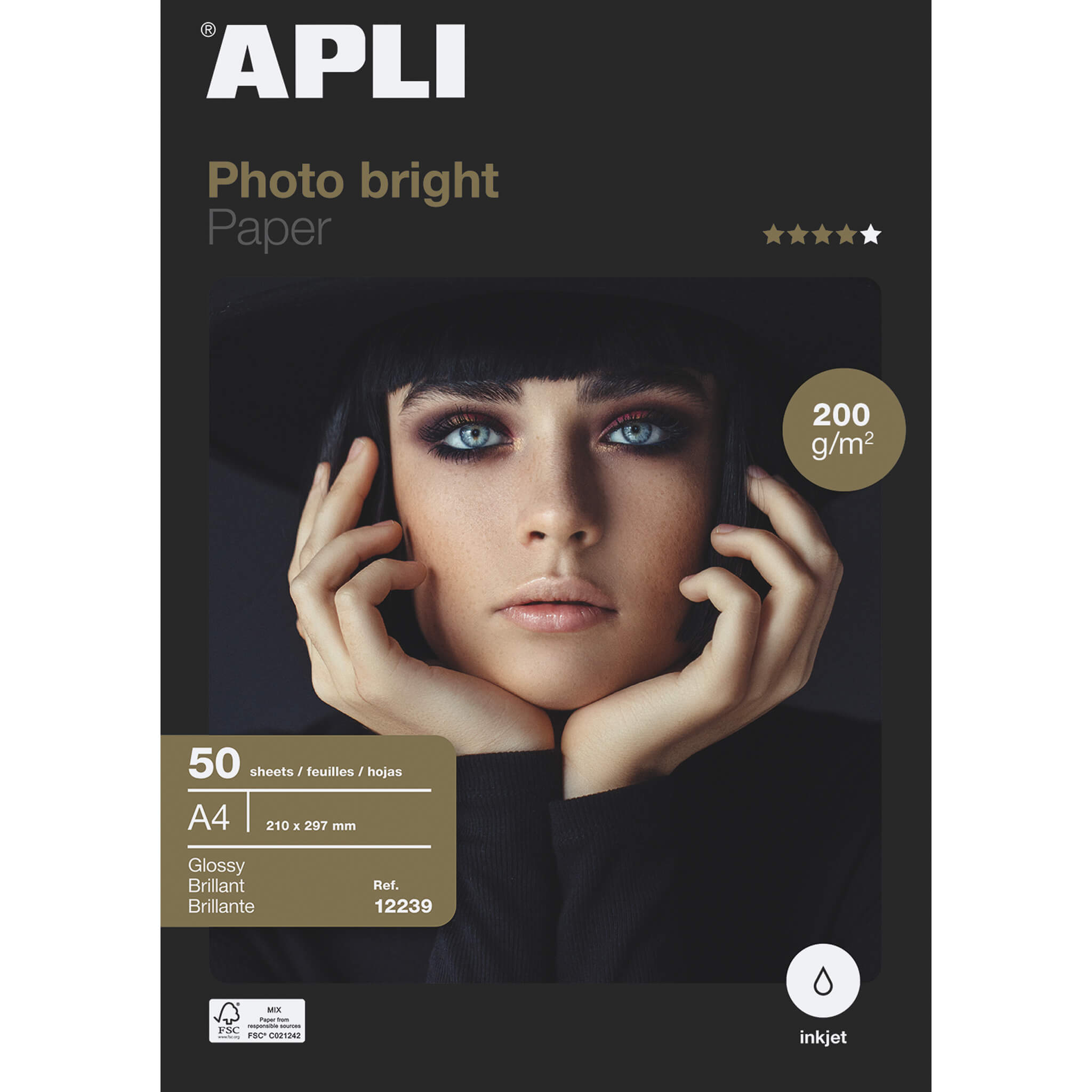 Apli Photobright Papier Photo A4 200g 50 Feuilles