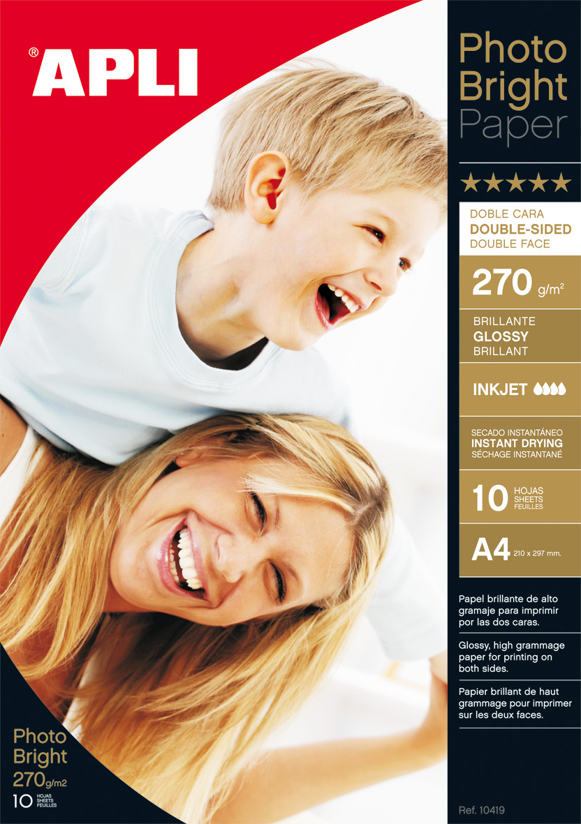 Apli Photobright Papier Photo Double Face A4 270g 10 Feuilles