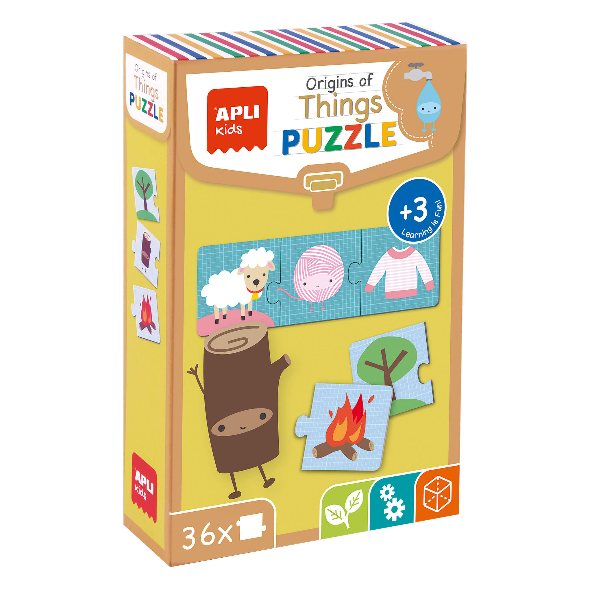 Apli Puzzle Origine des Choses - 36 Pièces 7x7mm - Carton Résistant et Brillant - Développe Compétences et Capacités - Idéal pour les Enfants de 3 Ans et Plus - Coloré et Éducatif