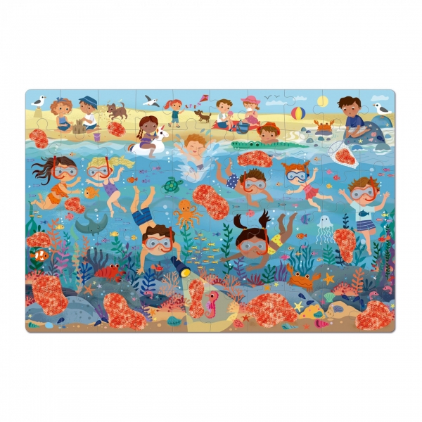 Apli Secret Beach Puzzle - Design coloré pour enfants - Pièces résistantes et sûres - Comprend des lunettes magiques et une véritable affiche - Améliore les compétences et l'estime de soi