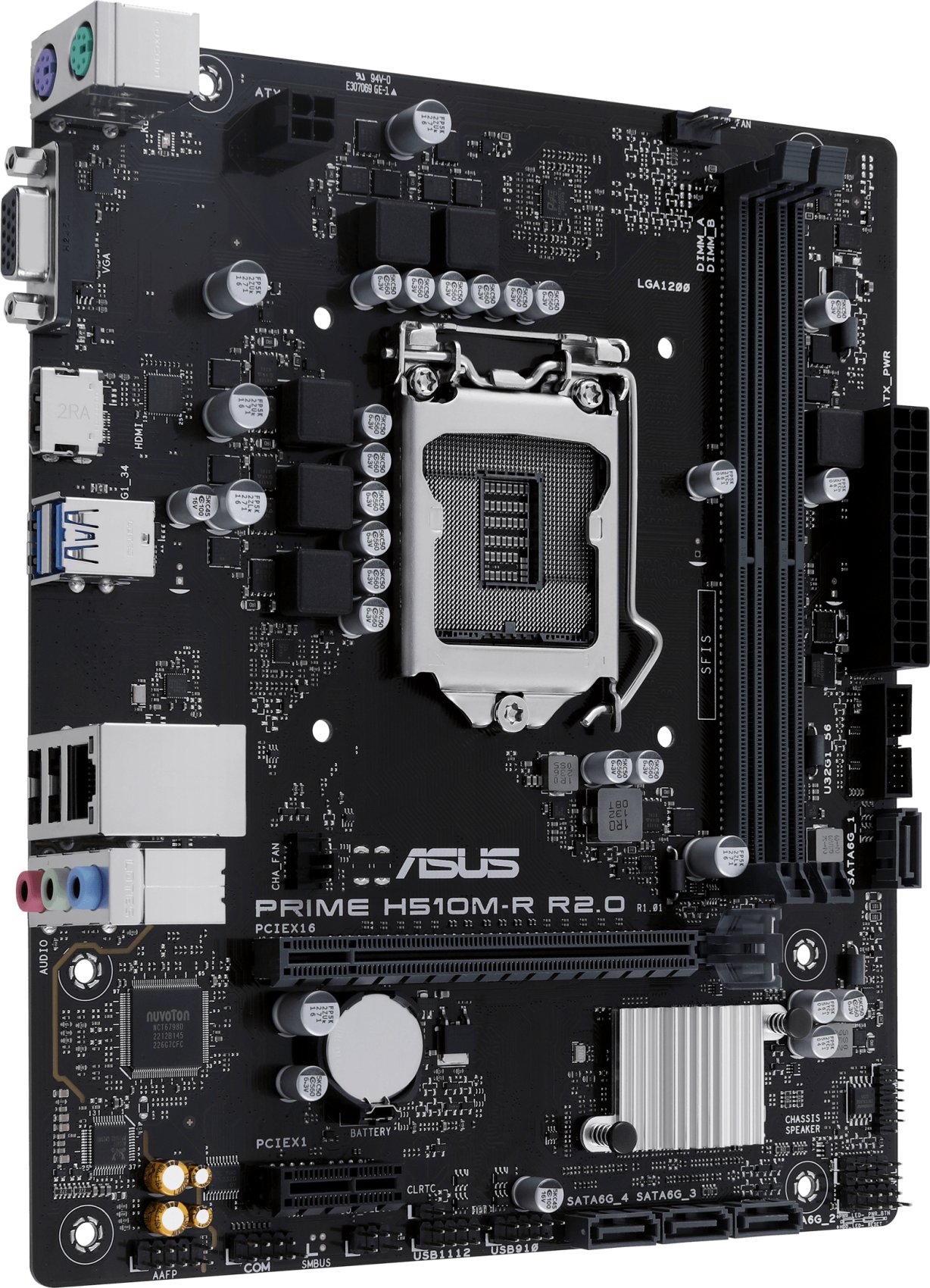 Asus Prime H510M-R R2.0 SI Carte mère Intel 1200 2x DDR4 - HDMI, VGA, PCIe 3.0, 4x Sata III, RJ-45, USB 2.0/3.2, MicroATX