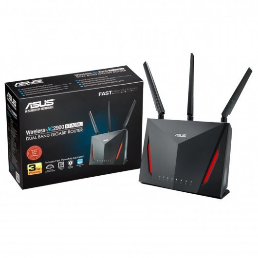 Asus RT-AC86U Routeur Gaming Compatible AC2900 AiMesh Dual Band - Jusqu'à 2167Mbps - 4 Ports LAN RJ45, 1 Port WAN RJ45 - 3 Antennes Externes et 1 Interne - MU-MIMO