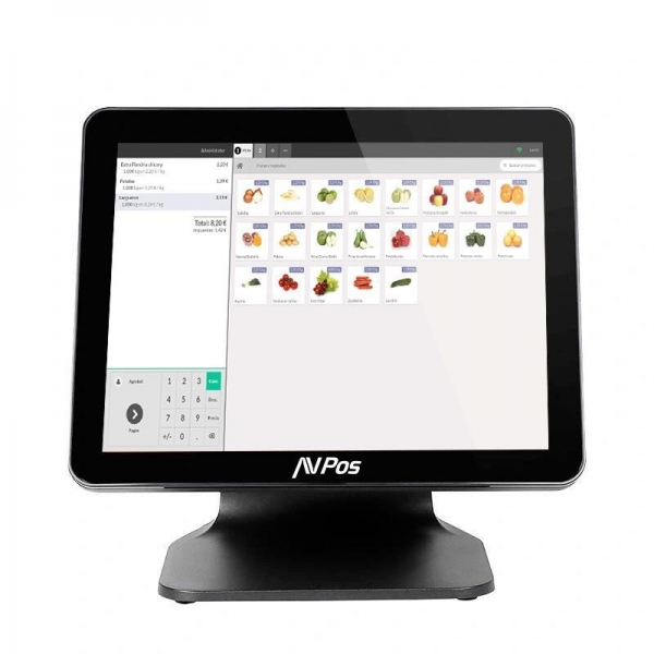 AVPos POS K4000 15 Touch - N100 - Mémoire 8 Go - SSD 128 Go - VGA et HDMI - Couleur Noir