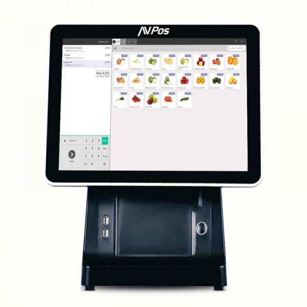 AVPos POS K6000 15 Touch - Imprimante intégrée - 2ème écran 9,7 - I5 - Mémoire 8 Go - SSD 128 Go - VGA et HDMI - Couleur Noir