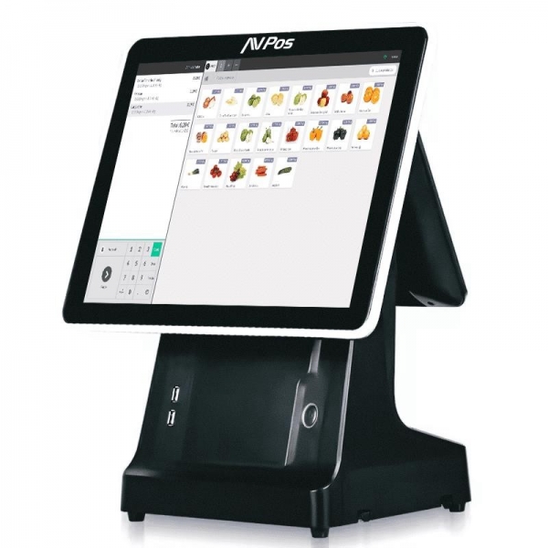 AVPos POS K6000 15 Touch - Imprimante intégrée - 2ème écran 9,7 - I5 - Mémoire 8 Go - SSD 128 Go - VGA et HDMI - Couleur Noir