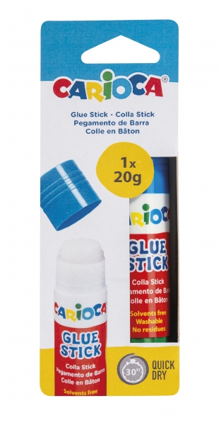 Bâton de colle Carioca 20gr - Idéal pour la maison, l'école et le bureau - Colle papier, photos, tissus et plus - Sans solvant - Différentes couleurs