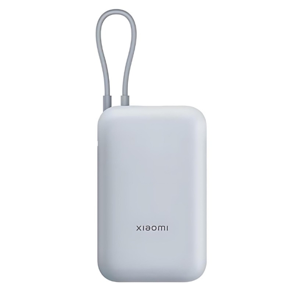 Batterie Externe/Power Bank Xiaomi 10000 mAh avec - Charge Rapide 22,5W - Câble de Charge Intégré - 1x Ports USB-A, 1x Ports USB-C - Couleur Bleu Clair