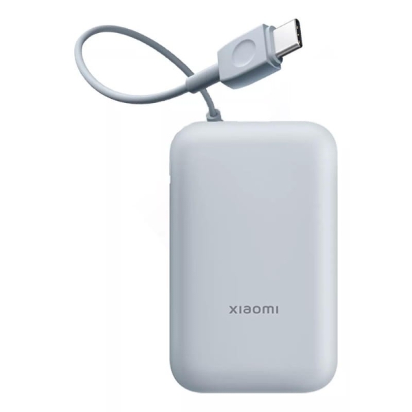 Batterie Externe/Power Bank Xiaomi 10000 mAh avec - Charge Rapide 22,5W - Câble de Charge Intégré - 1x Ports USB-A, 1x Ports USB-C - Couleur Bleu Clair