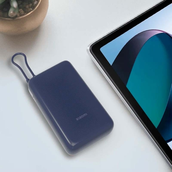 Batterie Externe/Power Bank Xiaomi 20000 mAh avec - Charge Rapide 33W - Câble de Charge Intégré - 1x Ports USB-A, 1x Ports USB-C - Couleur Bleu Foncé