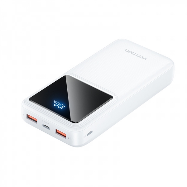 Batterie Vention Powerbank 20000mAh 22,5W USB (C+A+A) avec écran LED - Couleur blanche