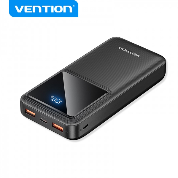 Batterie Vention Powerbank 20000mAh 22,5W USB (C+A+A) avec écran LED - Couleur noire