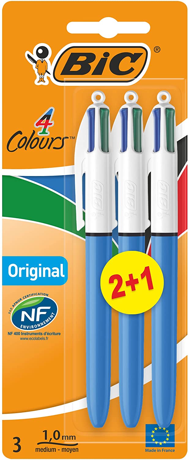 Blister 3 stylos 4 colours®decor pointe moyenne - 4 couleurs