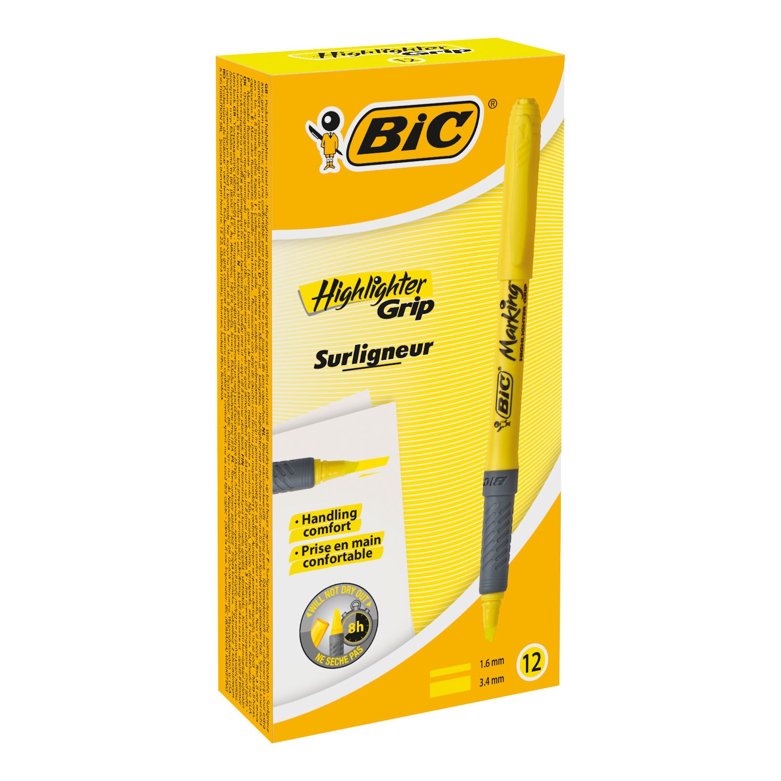 LOT de 12 Bic marqueur Grip Fluo