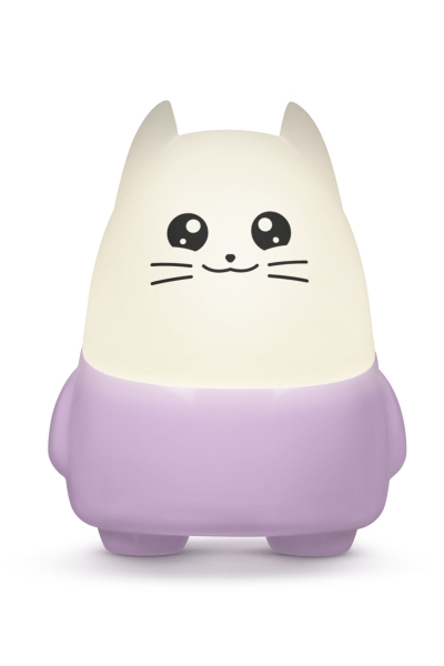 Bigben Kids Lilo Veilleuse Sans Fil - Intensité Variable - Minuterie 15-30-60mn - Rechargeable par USB-C - Couleur Blanc/Violet