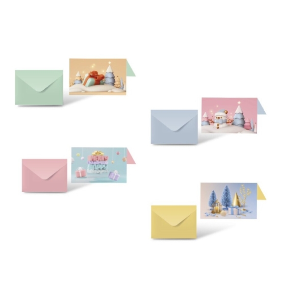 Bismark Lot de 24 cartes de vœux de Noël avec enveloppe pastel – Format carte 12,5 x 17,5 cm – Motifs pastel assortis