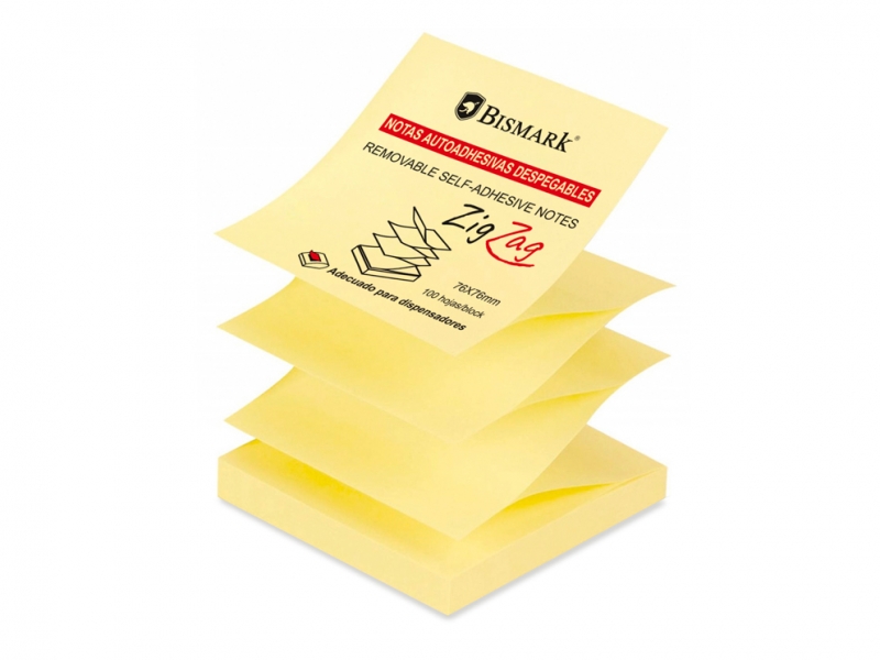 Bismark Zig-Zag Sticky Notes - Blocs de 100 feuilles - Convient aux distributeurs