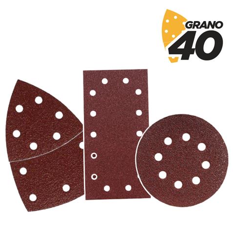 Blim Pack de 9 Papiers Abrasifs avec Velcro pour Ponceuse BL0151 - Grain 40 - 3 Formats