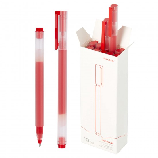 Boîte de 10 Stylos Gel Haute Capacité Xiaomi - Pointe 0,5 mm - Haute Capacité - Séchage Rapide - Couleur Rouge