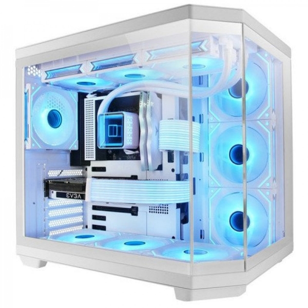 Boîtier de jeu Mars Gaming CUSTOM MC-3TCORE - Triple verre trempé - Support 10 ventilateurs - Cartes mères à connecteur inversé - USB-C - Filtres anti-poussière magnétiques - Couleur blanche