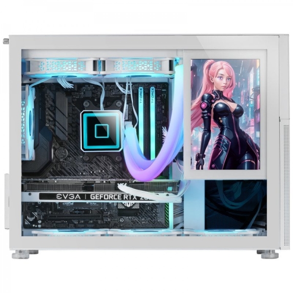 Boîtier PC Gaming Mars Gaming MC-LCD - Écran LCD IPS 8" - Support refroidissement liquide - Connectivité USB-C et USB 3.0 - Grand espace d'extension - Couleur blanche