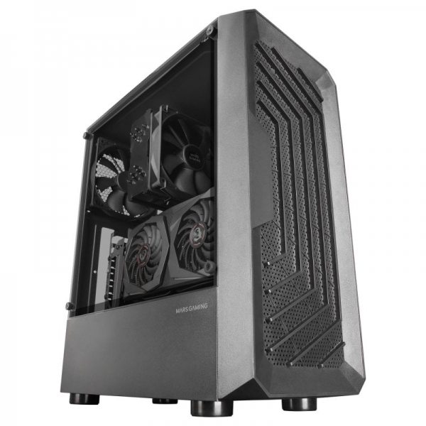 Boitier PC Mars Gaming MC-2000 - Façade MESH - Double Caméra - Fenêtre Latérale - Support Refroidissement Liquide - USB 3.0 - Compatible ATX/microATX/mini-ITX - Couleur Noir