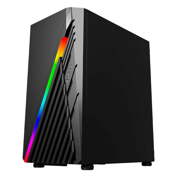 Boitier Unykach MIni Glayze Micro-ATX - Éclairage ARGB - Fenêtre latérale en verre trempé - USB-A 2.0/3.0 et Audio - 1 ventilateur RVB 120 mm installé - Couleur noire