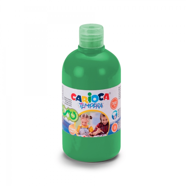 Bouteille Carioca Tempera - 500 ml - Couleurs super lavables - Facile à mélanger - Applicable sur matériaux poreux - Haute opacité - Couleur verte