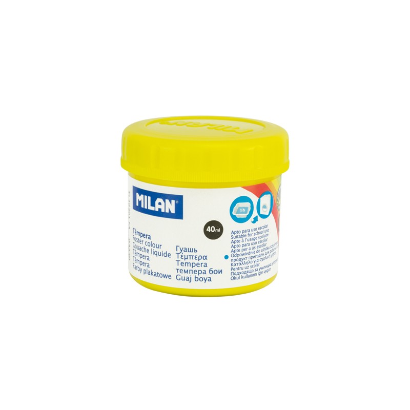 Bouteille Milan Tempera - 40 ml - Séchage rapide - Miscible - Couleur jaune